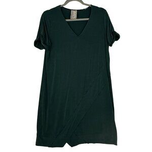 Anthropologie Dolan Dress Women's Small Green Cupro V Neck Short Sleeve